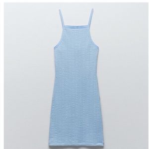 Zara Knitted baby blue halter dress
